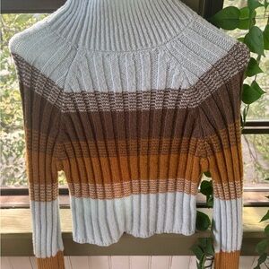 Striped Ribbed Turtleneck Sweater
